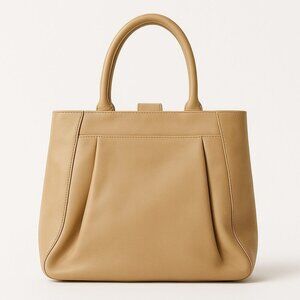 Levenger Leather Warm Beige Tote Bag